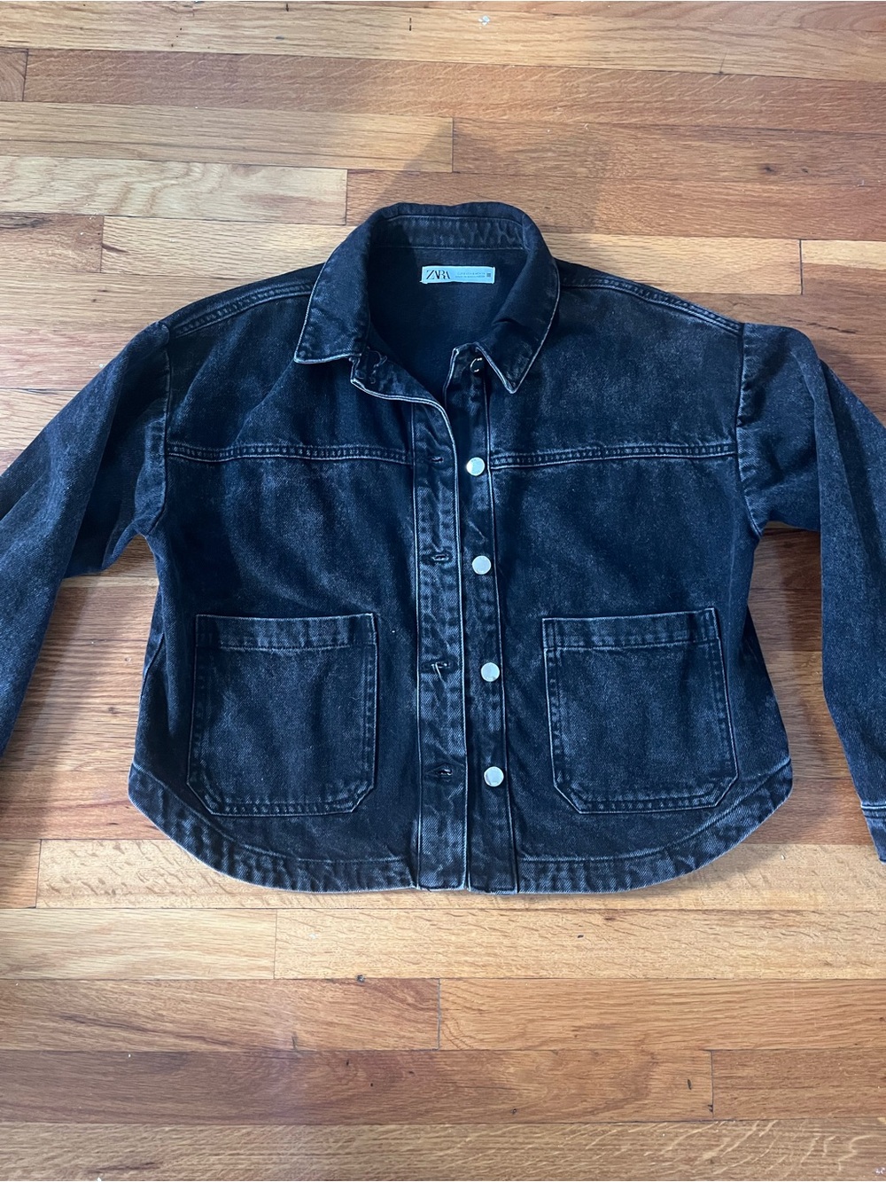 Zara Washed Black Denim Jacket - Women's